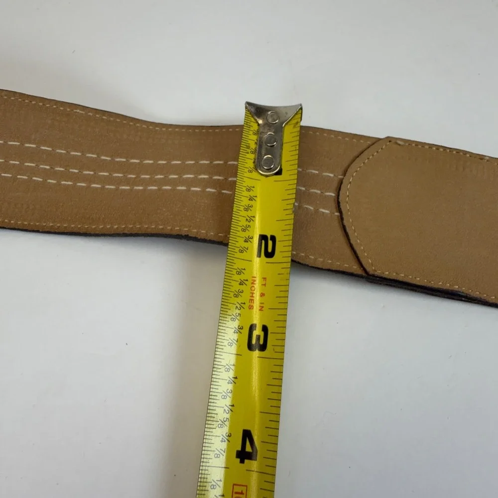 Morris Moskowitz Leather Double Buckle Belt Women's Size 30‎ Gold Tone Hardware